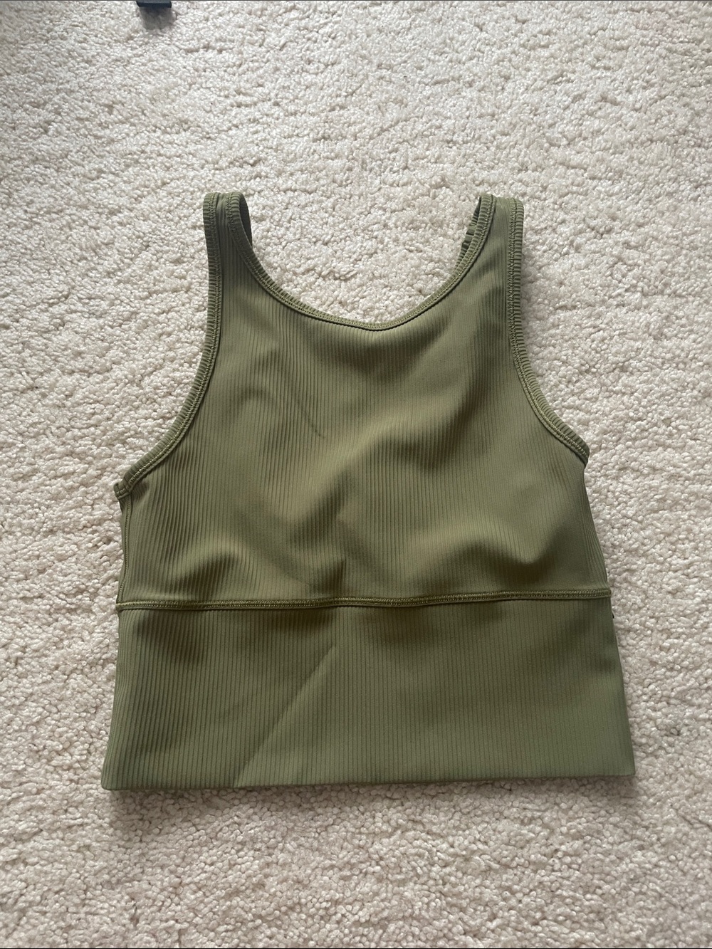 lululemon Olive Ribbed reversible Cropped Tank